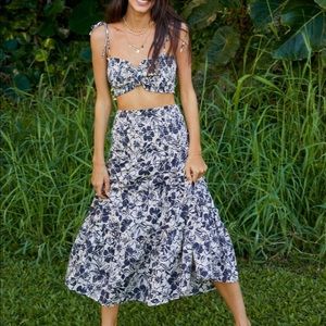 American Eagle AE Floral Smocked Matching Set Crop Top and Convertible Skirt